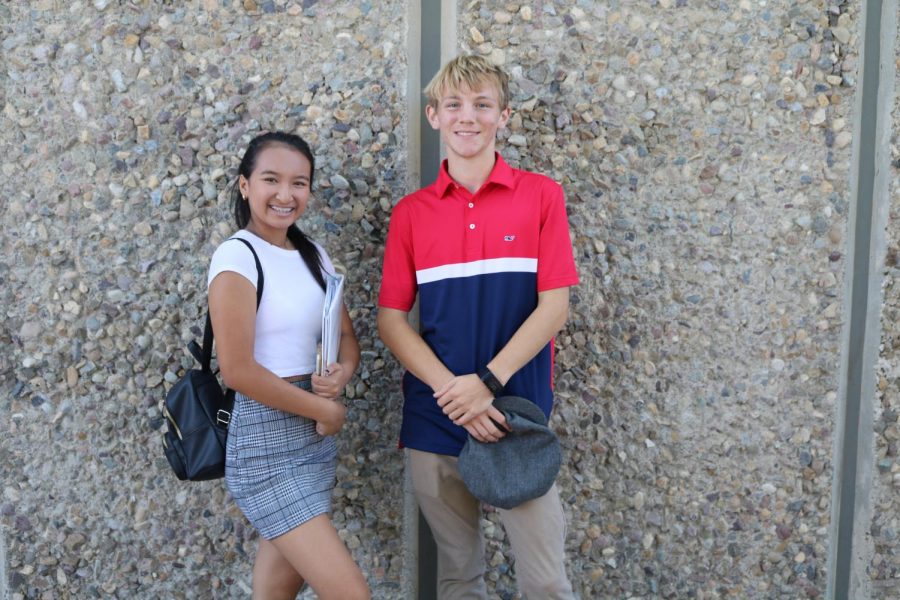 Seniors, Melinda Sun and Joshua Maguire dress up for Preppy Friday