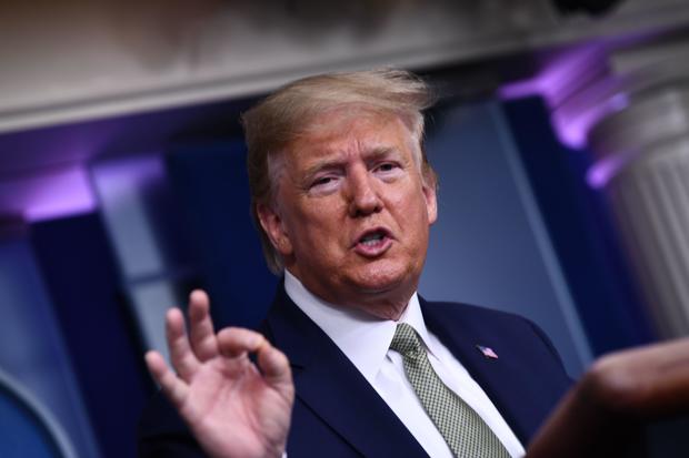 President Trump during the daily press briefing on the coronavirus pandemic on March 17, 2020, at the White House in Washington D.C. (Photo Credit: Getty/Brendan Smialowski) (Courtesy of CBS)