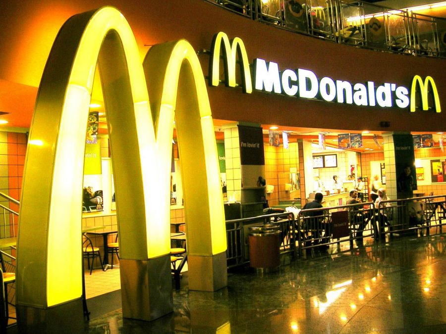 A McDonalds restaurant at a mall.