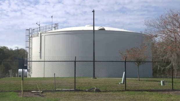 The Oldsmar water plant where a hacker came close to poisoning the water supply of the small city of 15,000 people (Courtesy of CBS News).