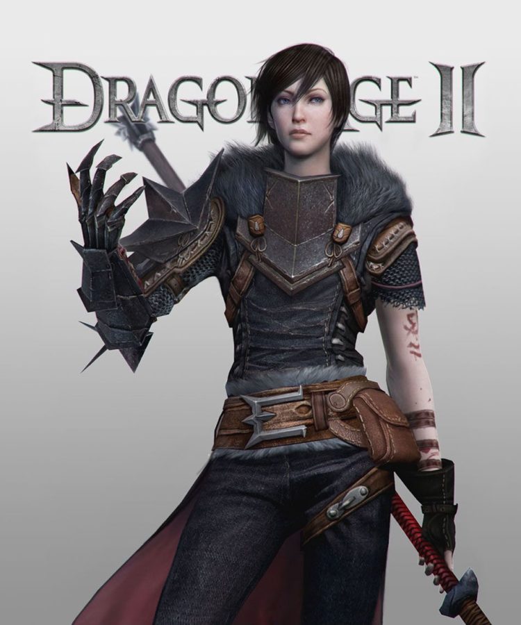 An image of a female mage Hawke from Dragon Age 2.