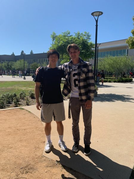 President and Vice-President of Flannel Friday Club, Kyle Bayle (12) and Aaron Chen (12), pose for a quick photo. 

(Photo Courtesy of Hailey Bayle)
